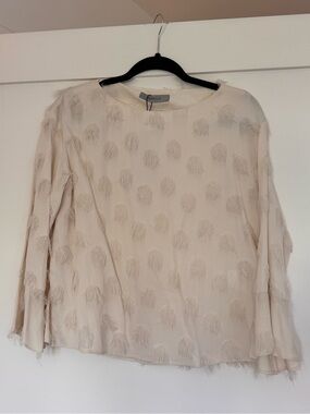 Marella Cream Fringe Dot Long-Sleeve Top